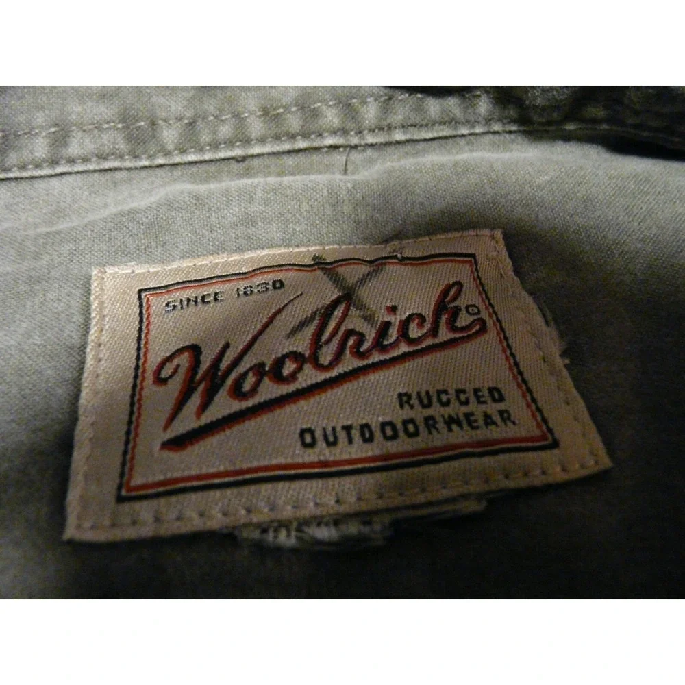 Vtg WOOLRICH Rugged Outdoorwear‎ Mens XL Work Outdoor Shirt Pockets Khaki Green